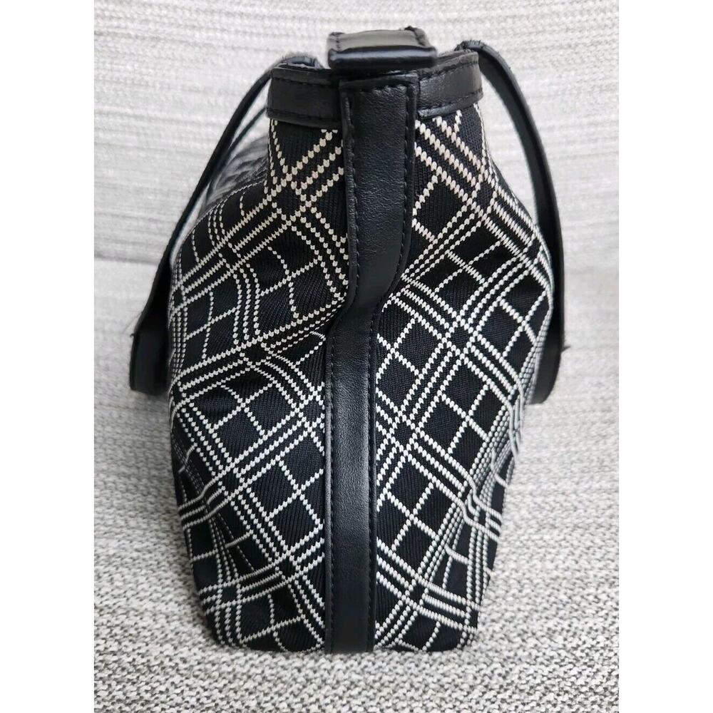 Love Moschino Black & White Knit Geometric Knit Fabric PU Tote Handbag Pre-owned - Picture 2 of 15